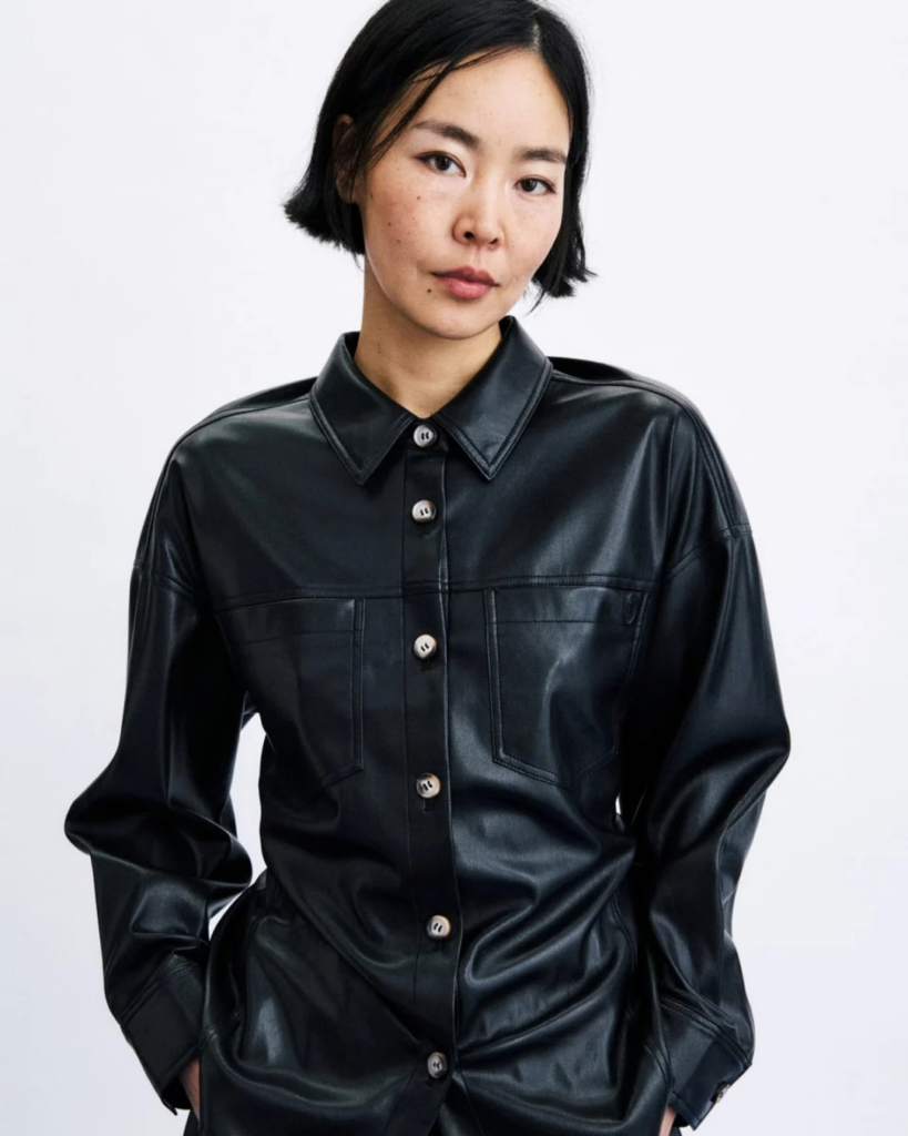 Chemise Takayama Noir femme en simili cuir