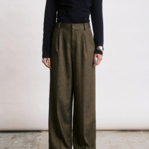Pantalon Zander camel femme taille haute coupe large