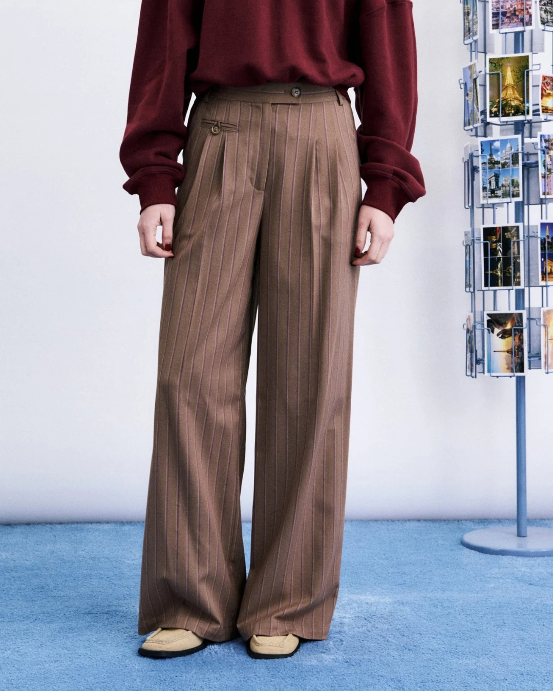 Pantalon Cotswold Beige femme coupe wide-leg