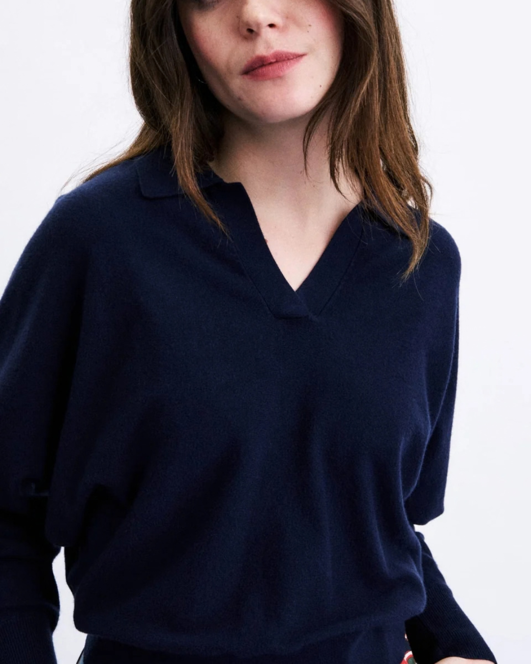Pull Bath Bleu Nuit femme à col polo