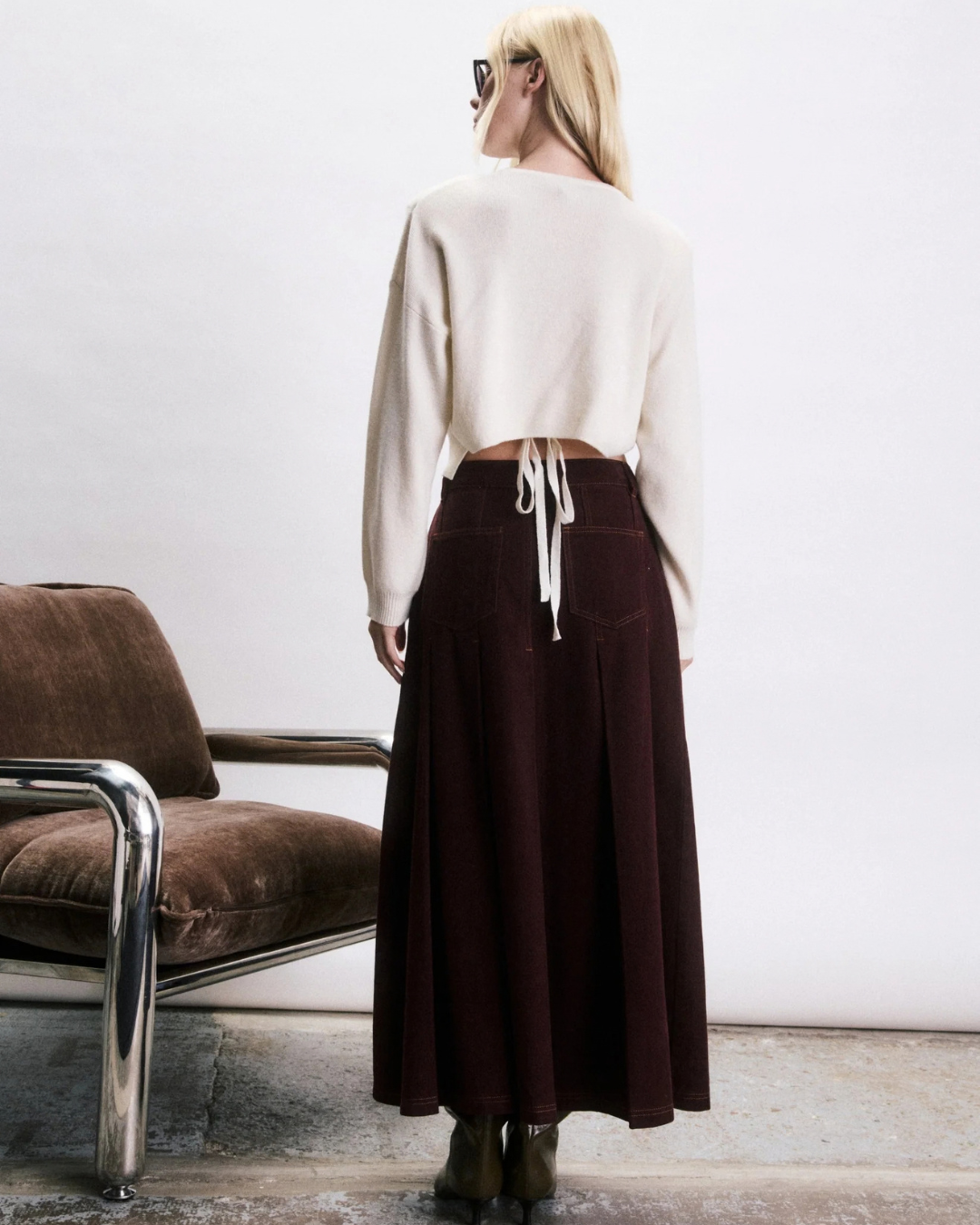 Pull Drew crème femme en laine coupe boxy