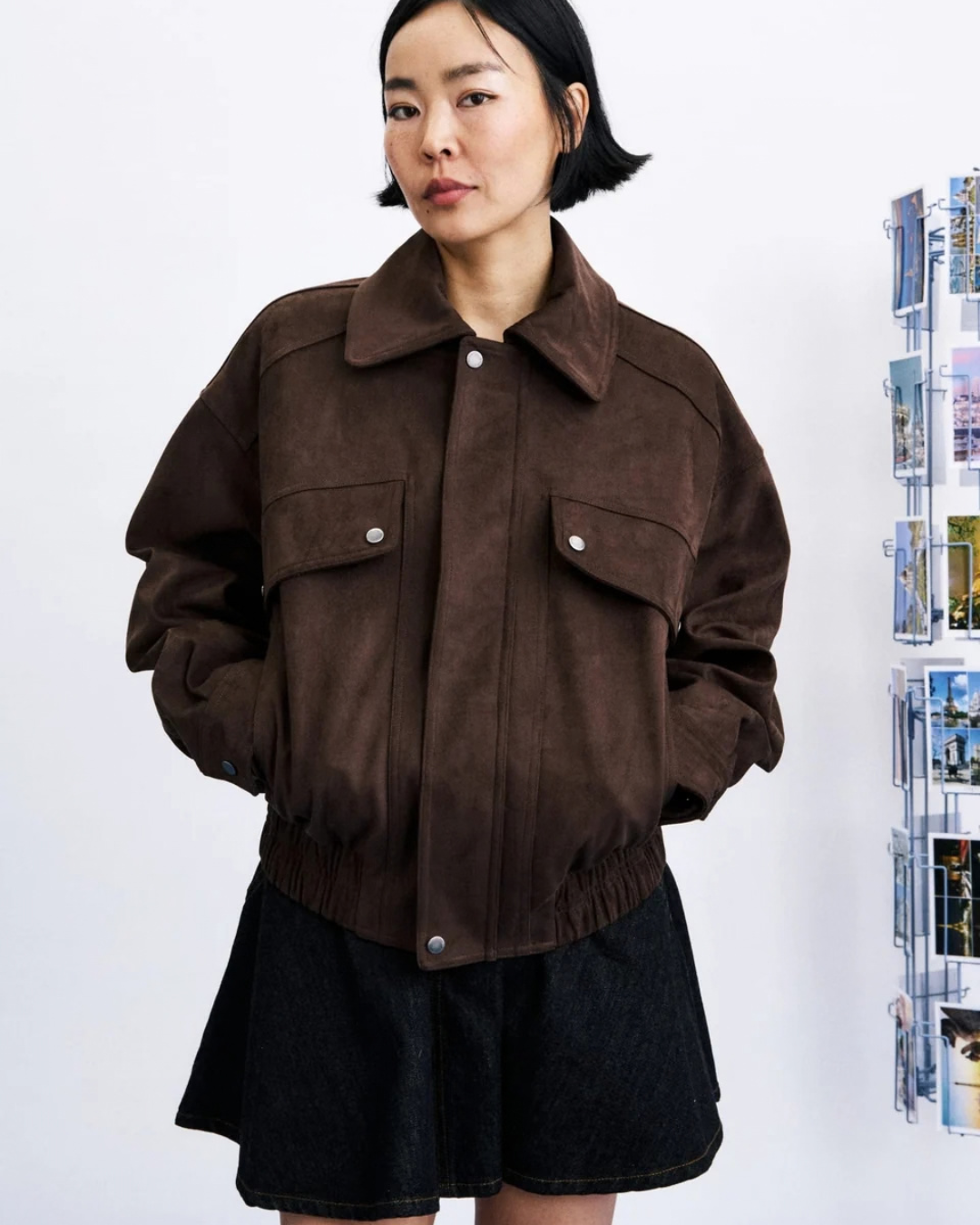 Veste Foxton Chocolat femme effet suédine