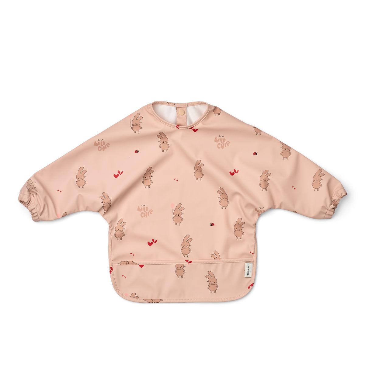 Tablier MERLE manches longues Liewood motif Lapins, coloris Rose