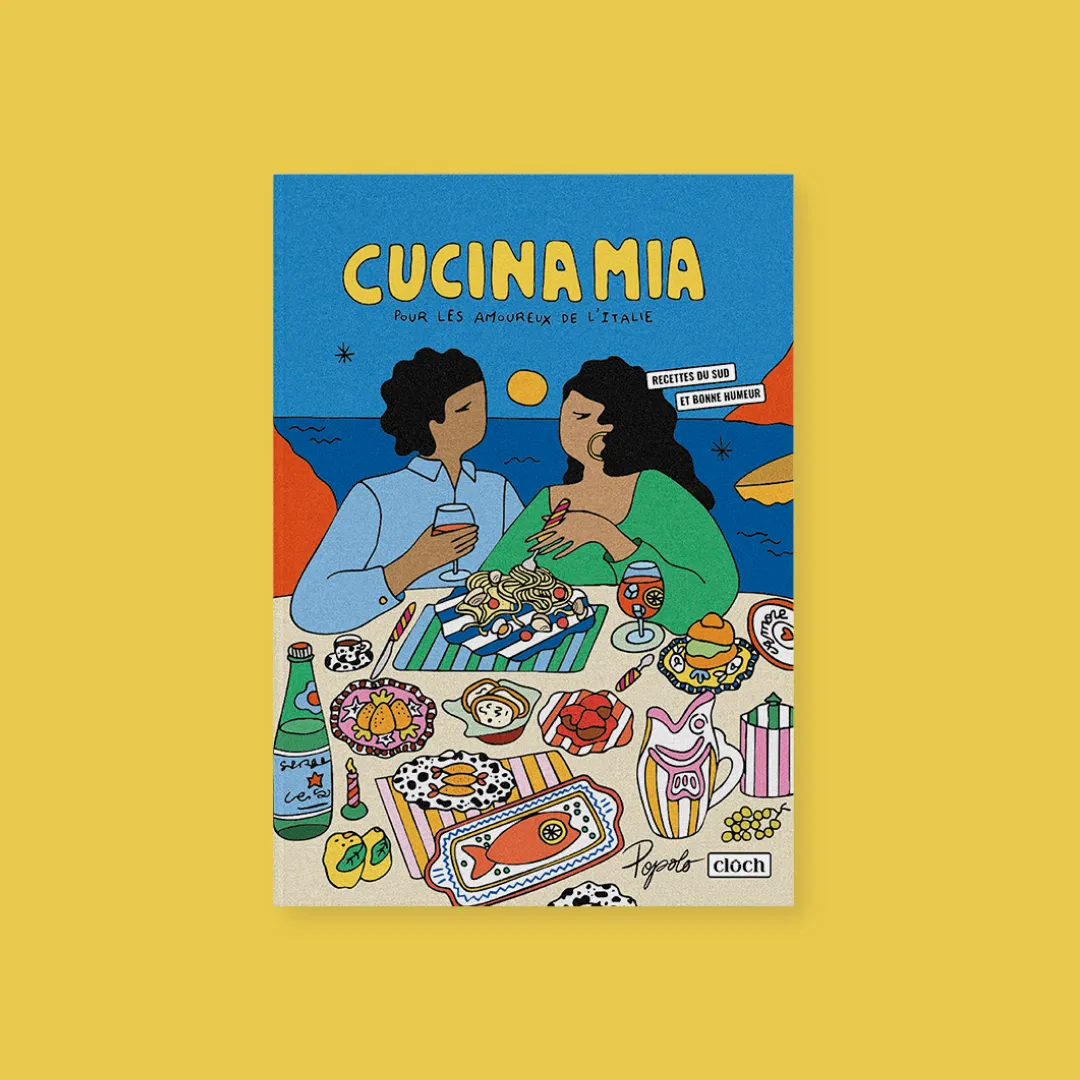Livre de cuisine Cucina Mia avec 23 recettes italiennes authentiques, illustré par Agathe Briot et fabriqué en France