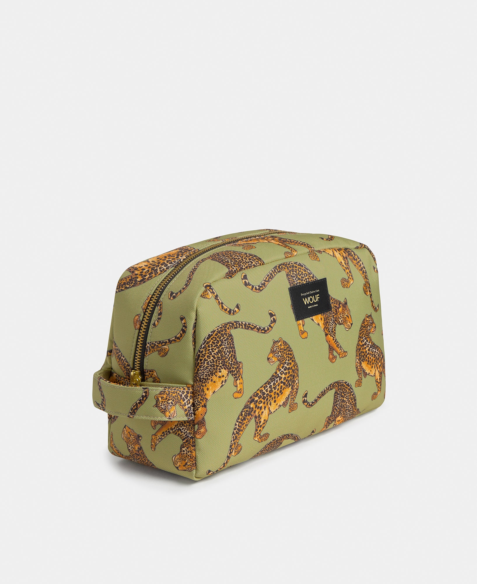 Grande trousse de toilette léopard en tissu recyclé