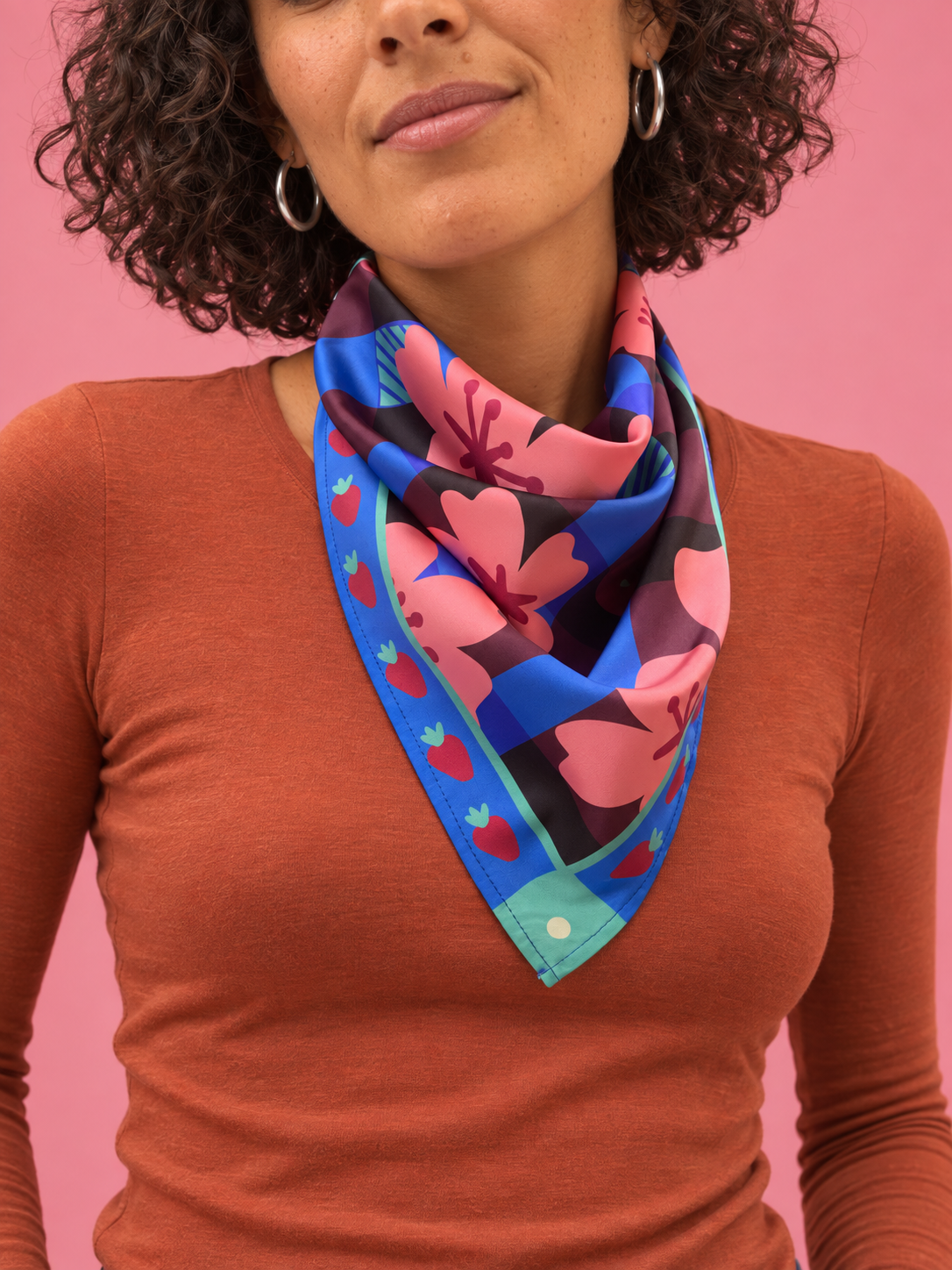 Bandana Fresas Vichy Blue - ARDE (Studio Arde)