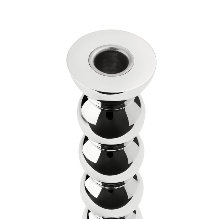 Vue plongeante sur la coupelle du bougeoir Bobbin Chrome 23 cm Addison Ross